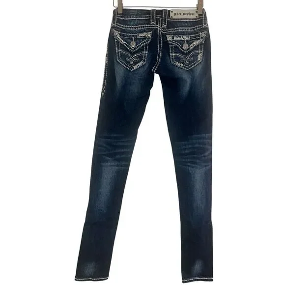 Rock Revival Blue Skinny Jeans with Stitch Detail - Picture 5 of 9